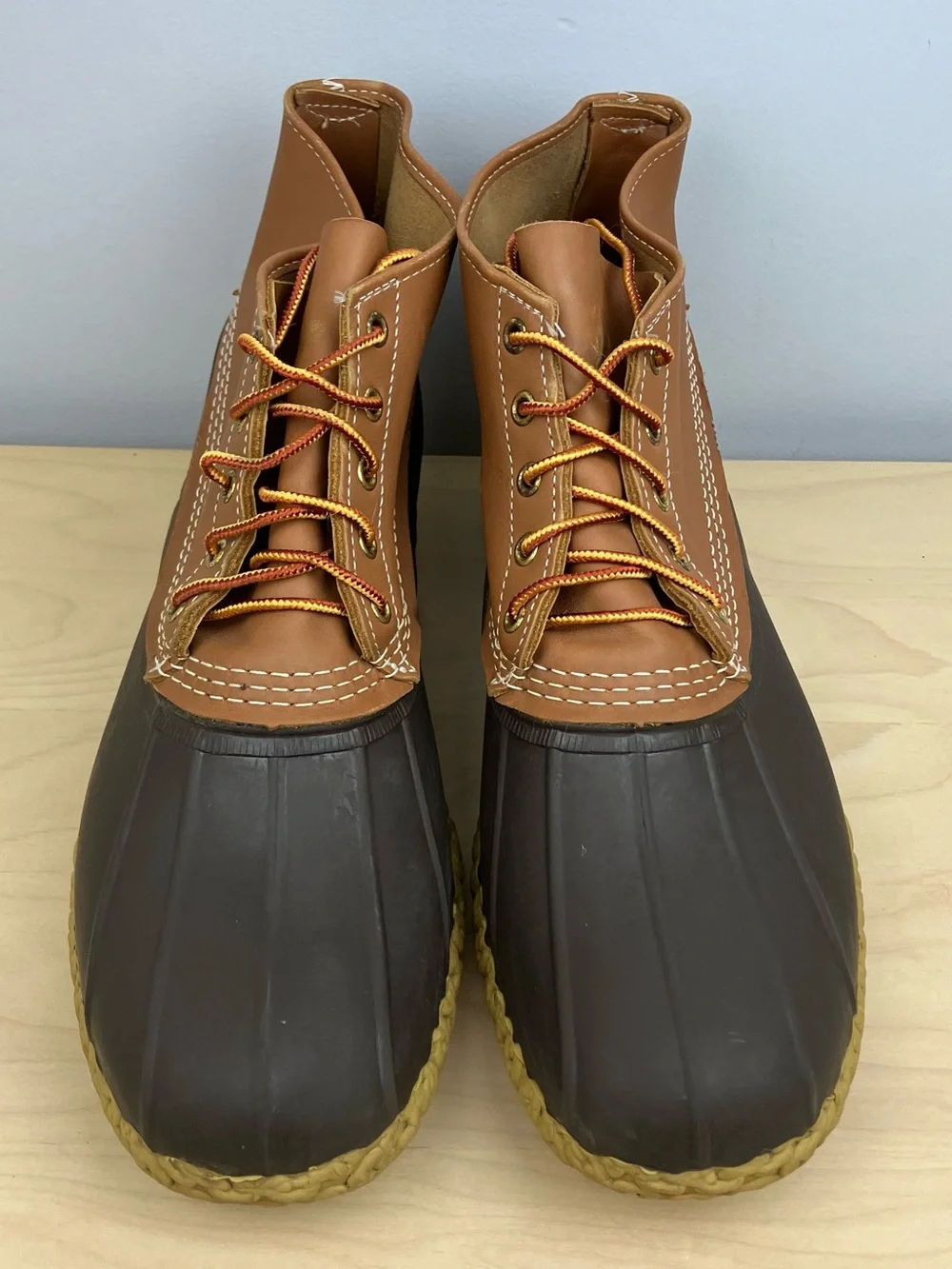 L.L. Bean Men’s Size 14.0 M Duck Boots Brown Leather Unlined Lace Up Classic